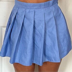 Blue pleated mini skirt